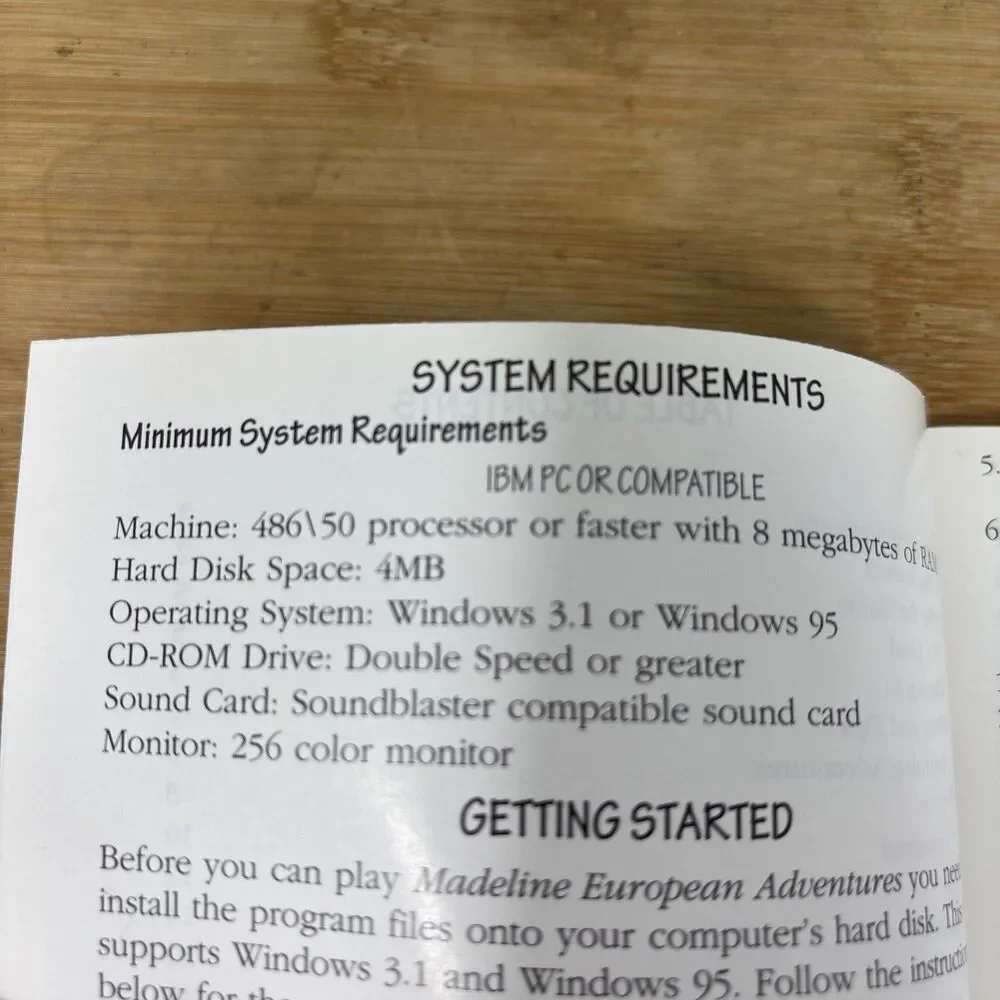 Madeline European Adventures PC CD-ROM Windows 3.1, 95 AND Users Guide Book
